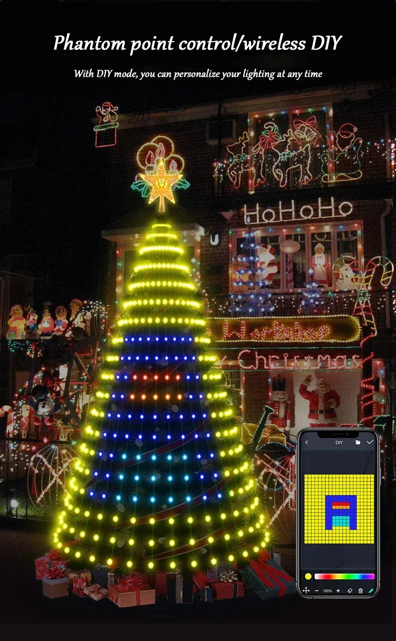 Smart Christmas Tree Lights App DIY Text Pictures Music Rhythm LED RGB String Li - View 9