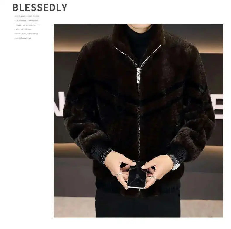 High Quality Gold Mink Fur Thick Woolen Fur Jacket Jaqueta De Couro Masculina Wi - View 12