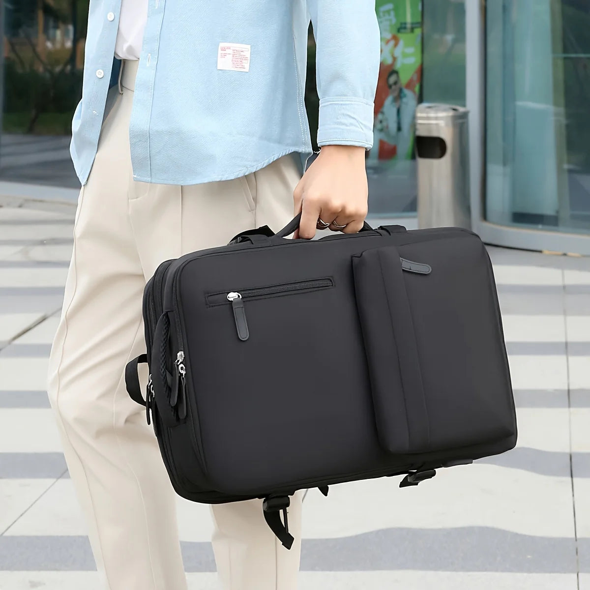 Expandable Backpack Men's Large-Capacity School Bag Business Trip Portable Lugga - View 11