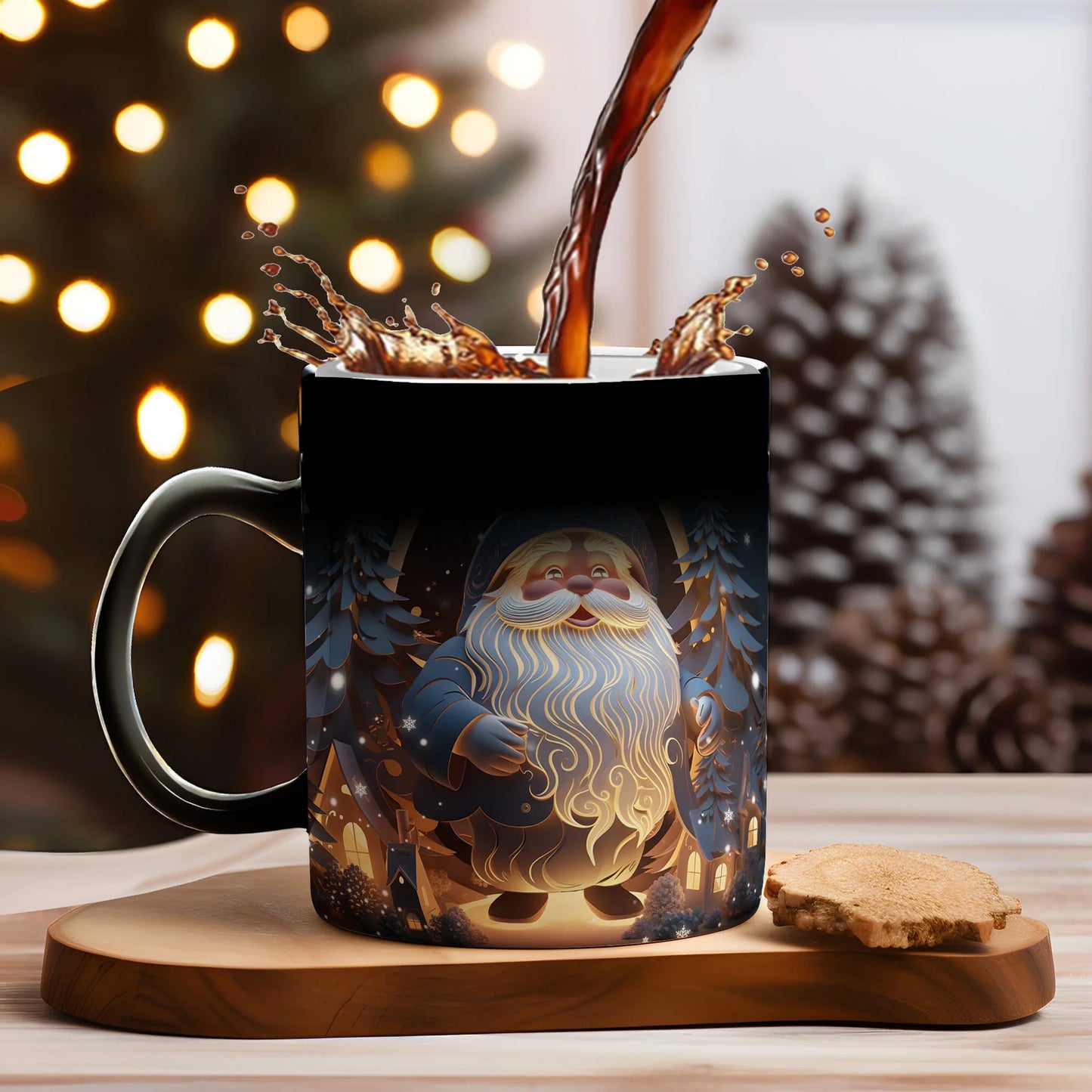 Christmas Color Changing Mug Santa Claus Ceramic Magic Mug Elk Heat Se - Full View
