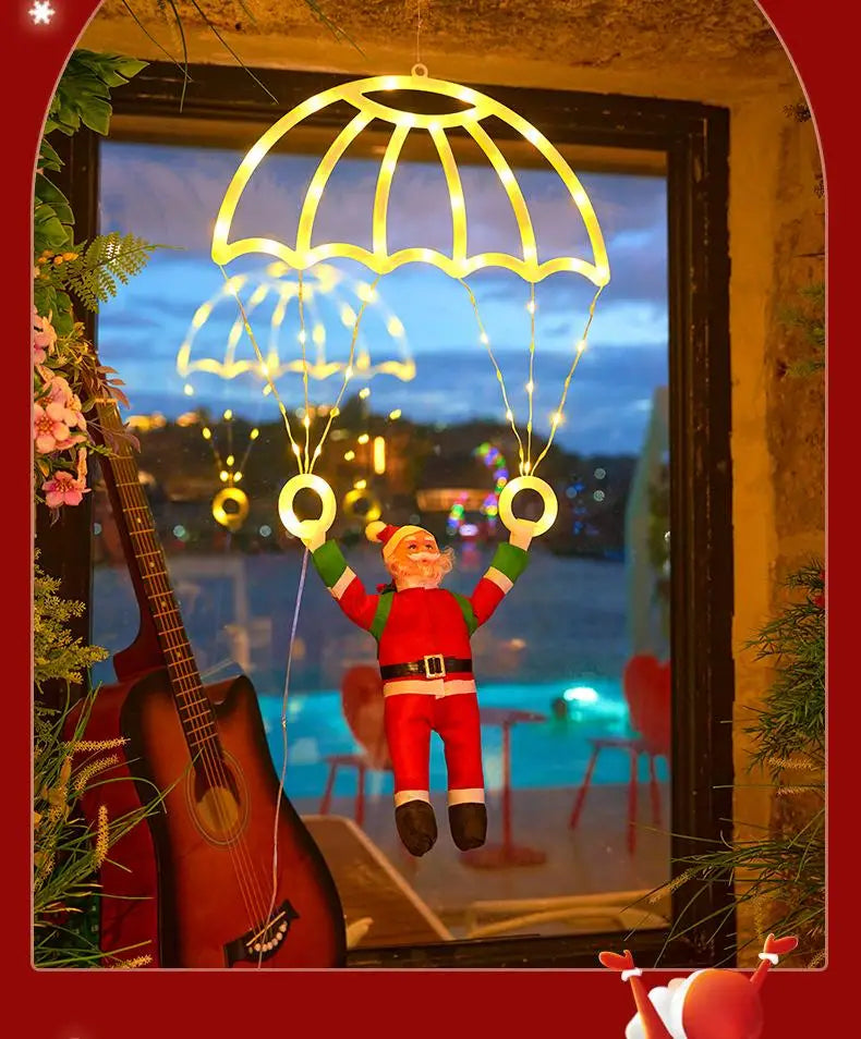 Christmas Parachute Light with Santa Claus 8 Mode Hanging Xmas Lamp fo - Lifestyle View