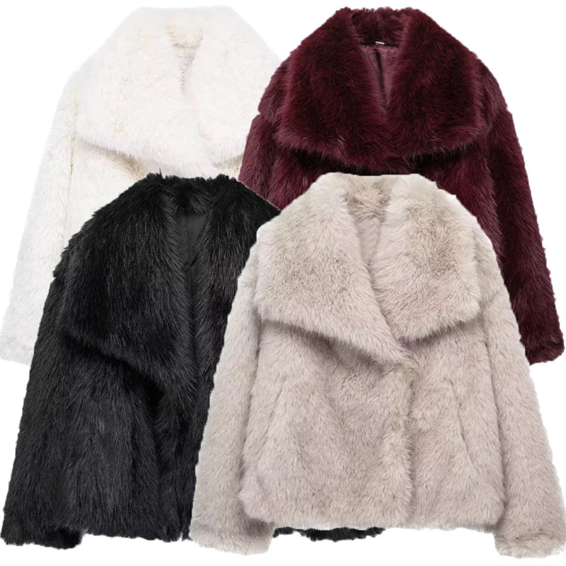 HXAO Winter Faux Fur Coat 2024 Woman New in coats Autumn Fur Plush Fluffy Jacket - View 6