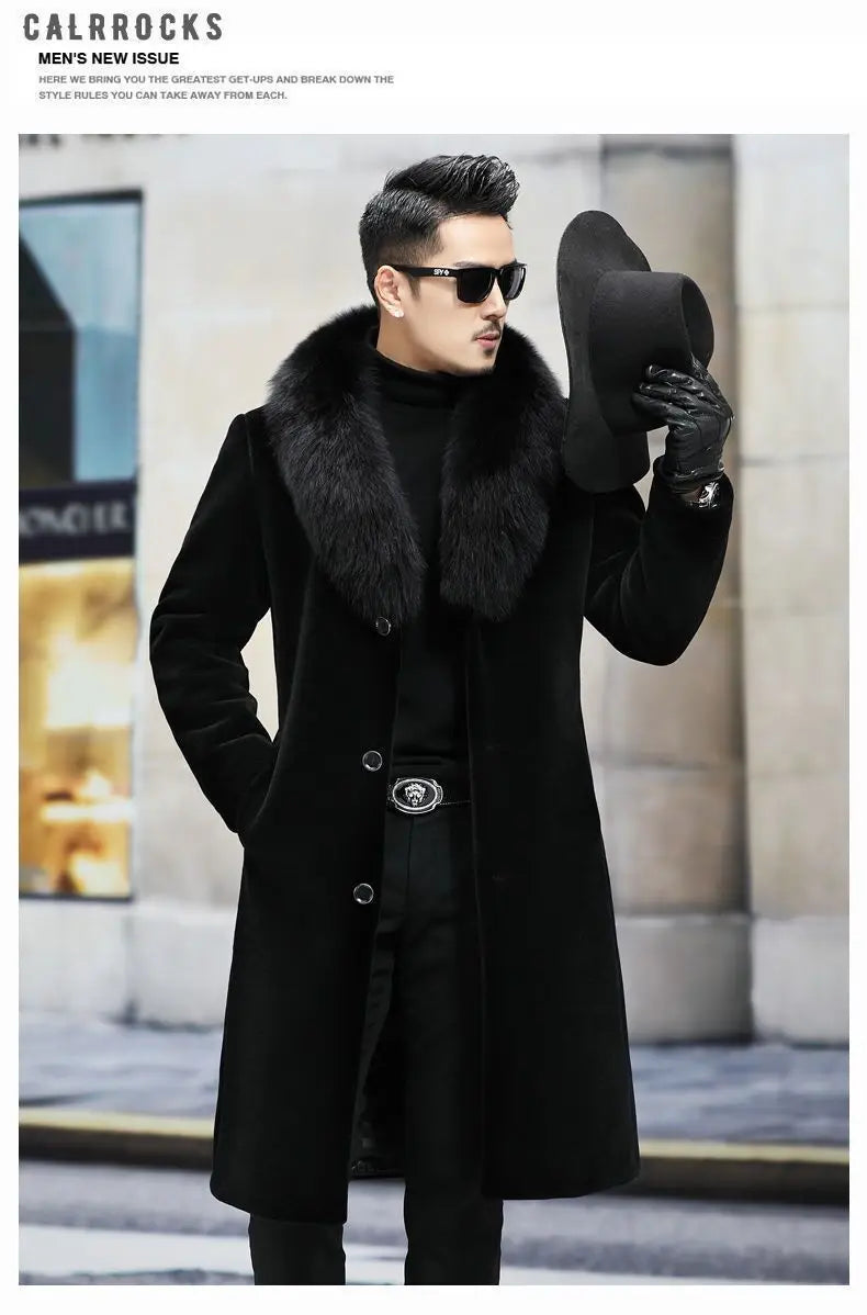 New fur coat with wide collar, whole mink winter thickened, long imitation mink - View 5