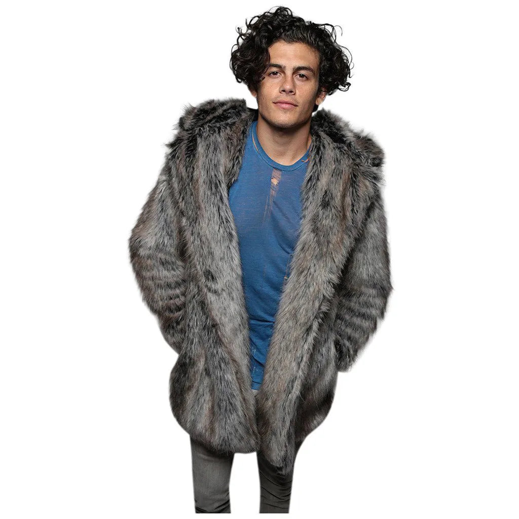 Casual Imitation Fur Jacket Coat Men's Winter Casual Warm Mink Coats M - Feature Highlight