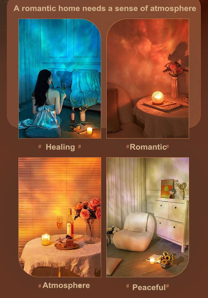 2025 New Water Ripple Projector Night Light Crystal Mood Lamp Home Bed - Texture Detail
