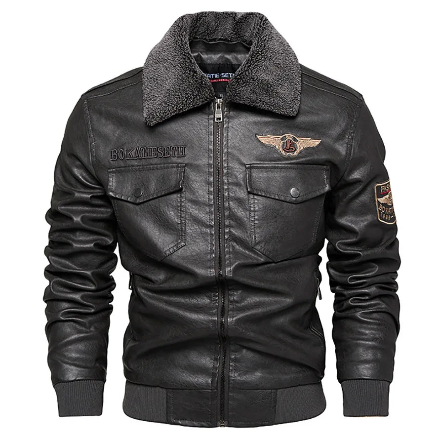 2025 Fur One Leather Coat Men Plus Velvet Autumn And Winter New Thicke - Alternative Angle