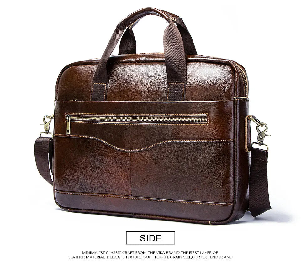 Genuine Leahther Men Briefcase Portable Office Handbag for L...