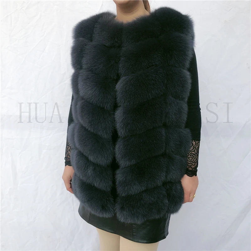 Natural fox fur vest ladies winter autumn coat warm vest made of natural fur wom - View 36