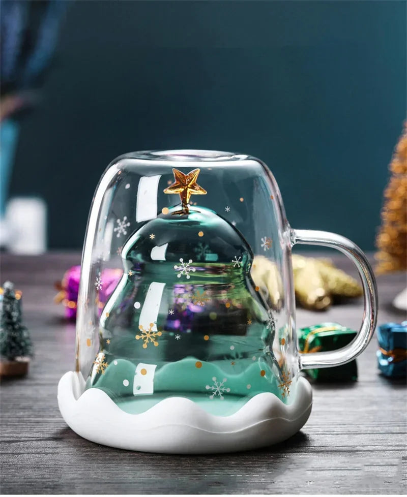 Christmas Gift 300ml Christmas Tree Glass Cup Creative Heat-Resistant - Alternative Angle