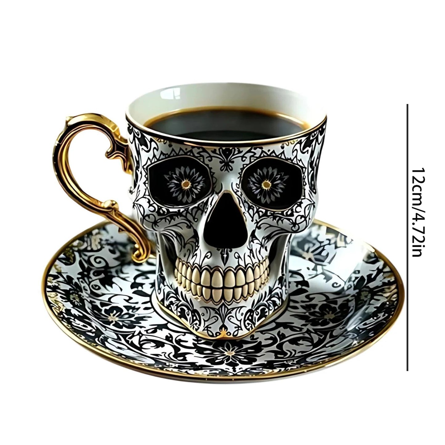 Gothic Gold-Plated Resin Coffee Mug with Dark Aesthetic Design - Unique Vampire - View 6