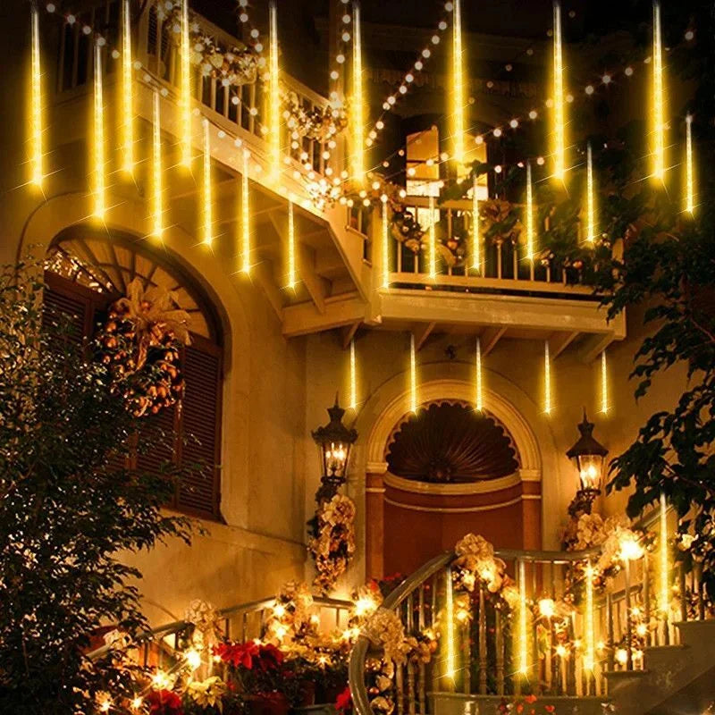 Christmas LED Meteor Garland Festoon Holiday Strip Light Outdoor Water - Lifestyle View