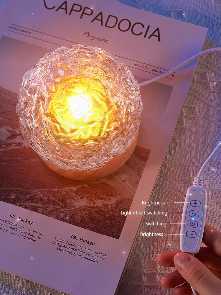2025 New Water Ripple Projector Night Light Crystal Mood Lamp Home Bed - Detail View