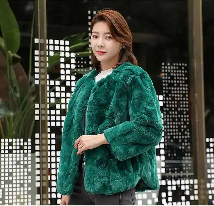 Real Rabbit Fur Coat Women Winter Jacket Short Loose Size Thick Warm Fluffy Coat - View 20