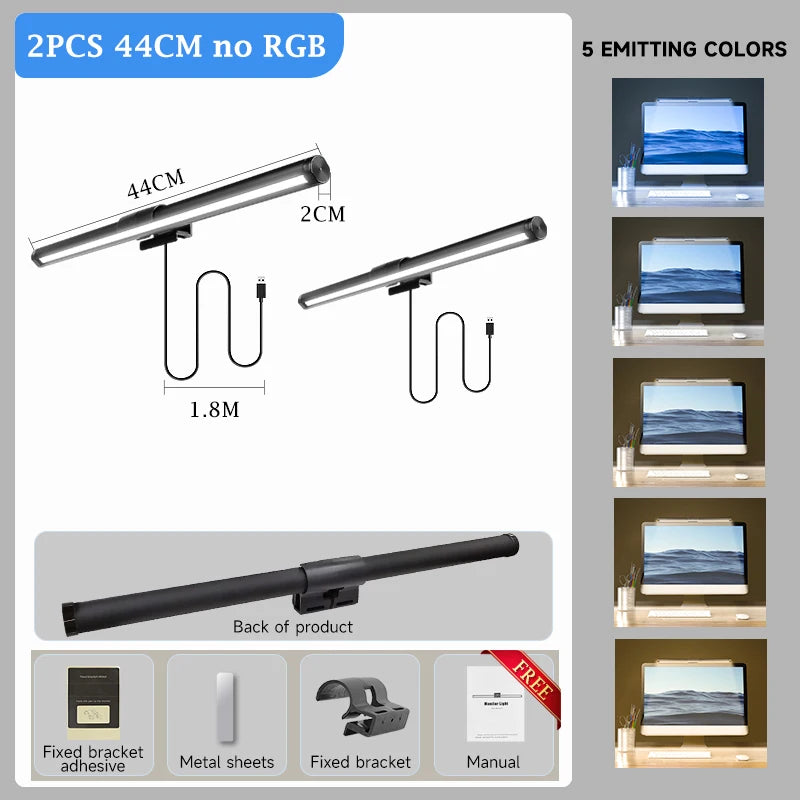LED Screen Light Bar Monitor For Pc Screen Hanging USB Stepless Dimming RGB Curv - Back View