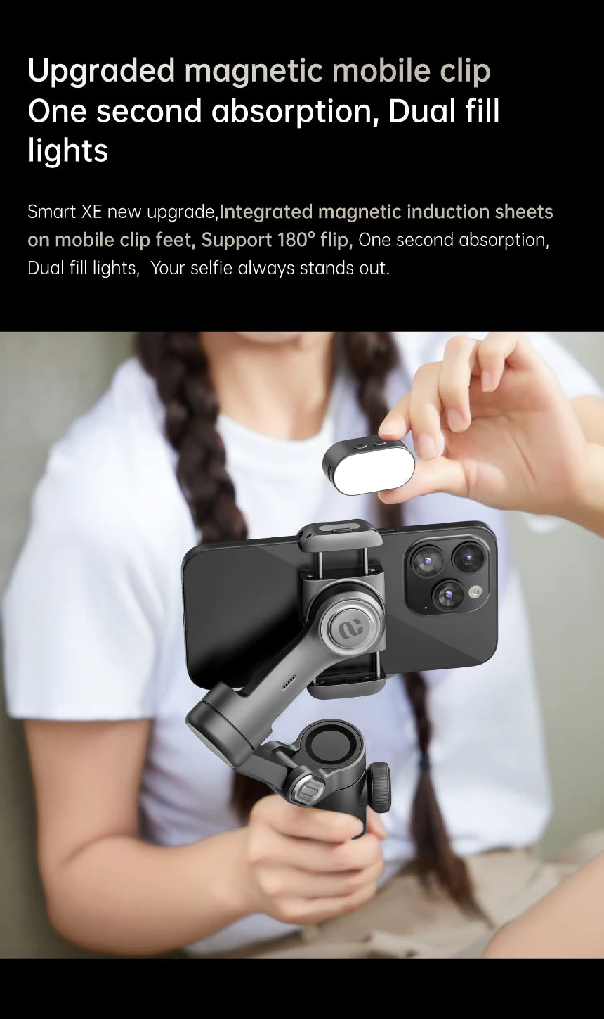 AOCHUAN 3-Axis Handheld Gimbal Stabilizer for Smartphone with Fill Lig - Scale View