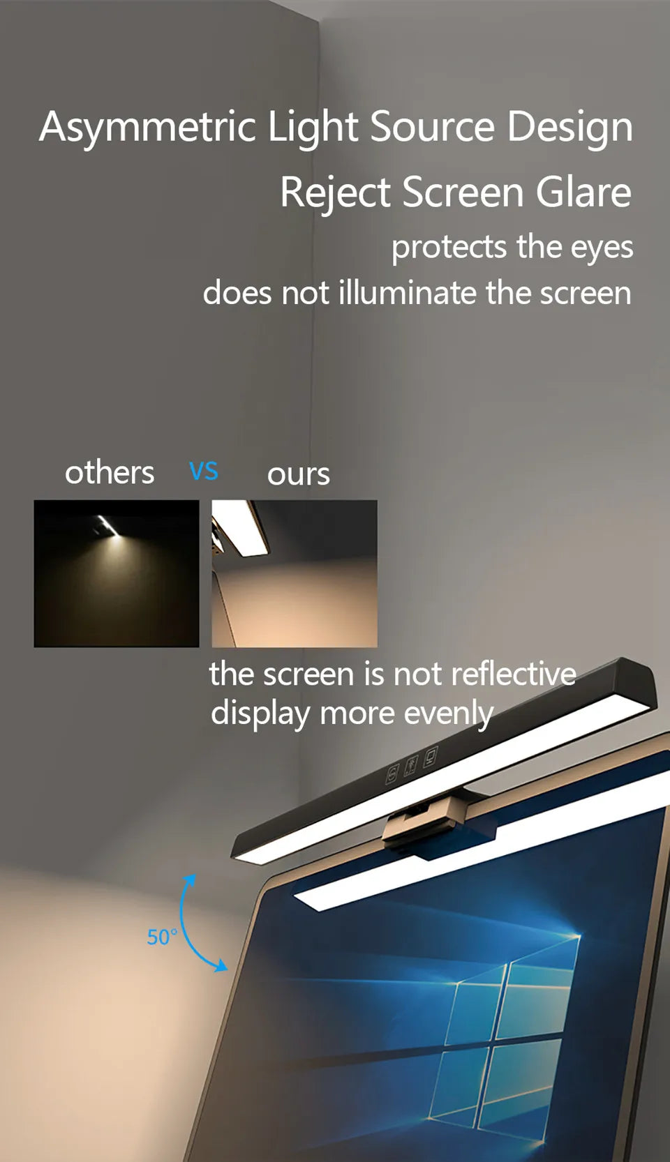 LED Screen Light Bar Monitor For Pc Screen Hanging USB Stepless Dimming RGB Curv - View 10