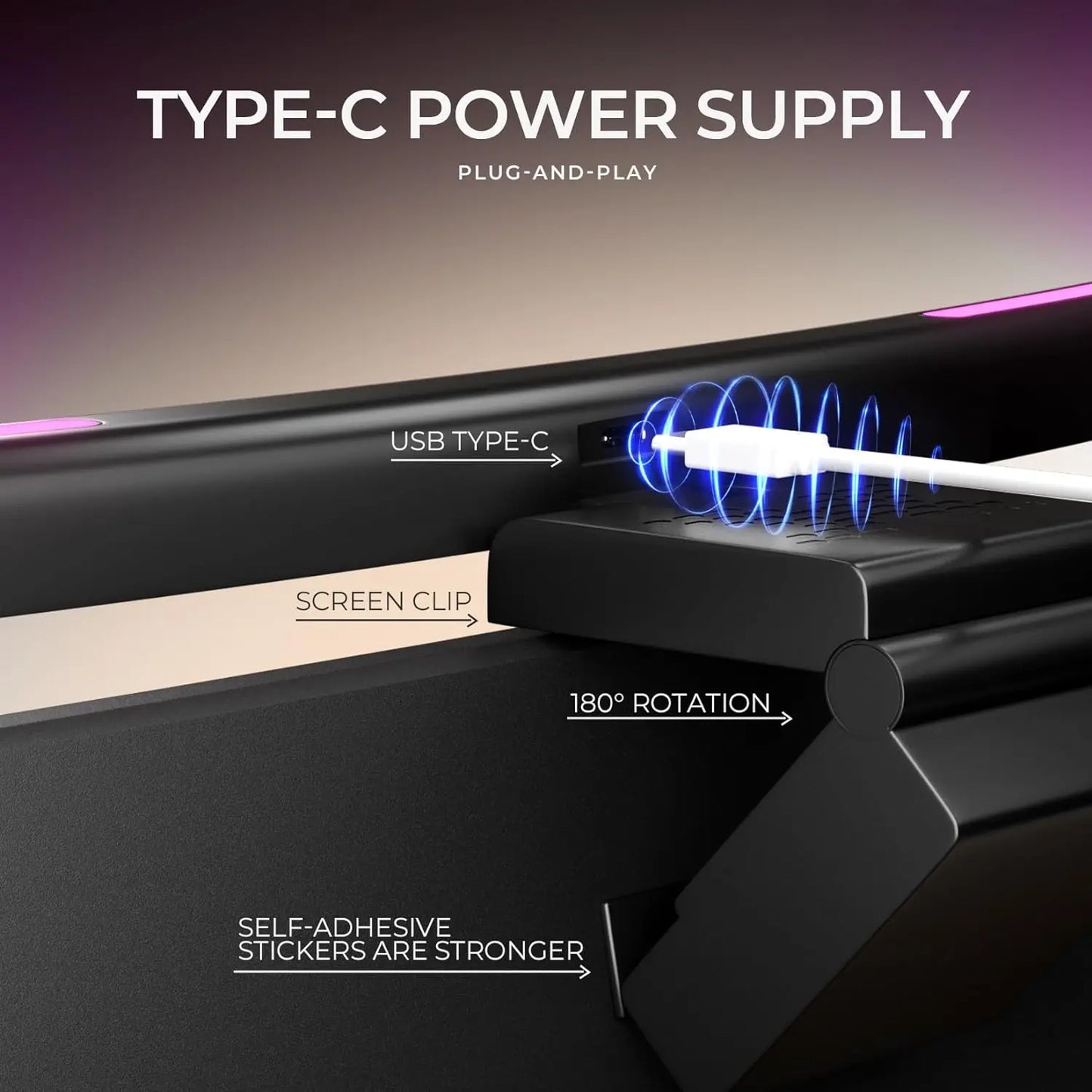 Curved Monitor Light Bar, Stepless Dimming USB Desk Lighting Lamp Applicable to - Detail View