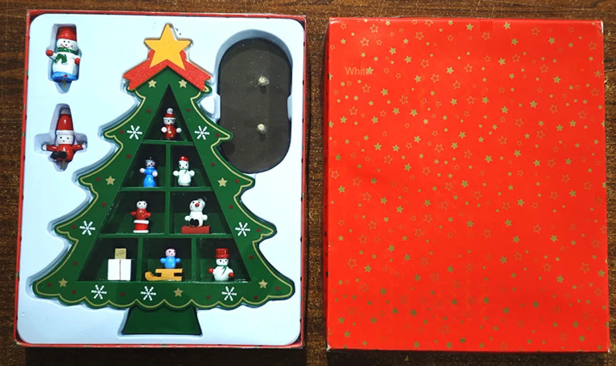 Christmas decorations small mini wooden Christmas tree DIY three-dimen - Scale View