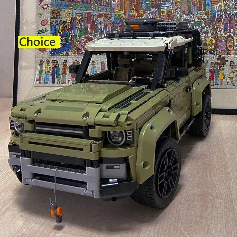 2573PCS Technical Land Off-road Defender Classic Car Building Blocks 4 - Close-up View