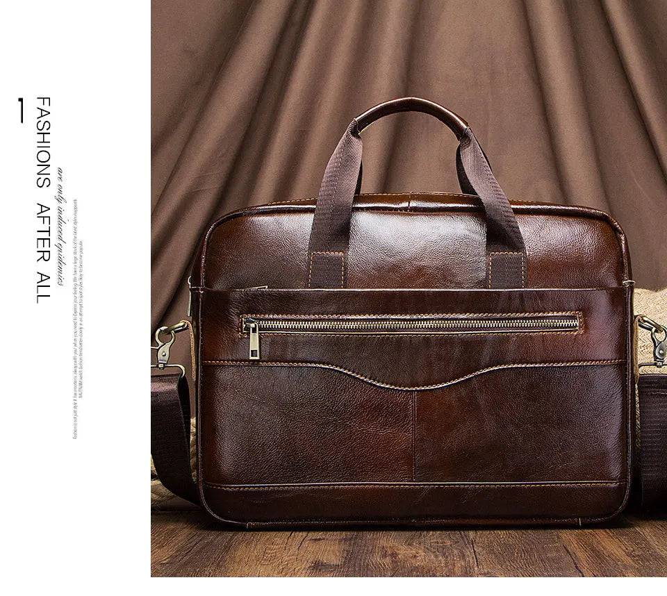 Genuine Leahther Men Briefcase Portable Office Handbag for L...