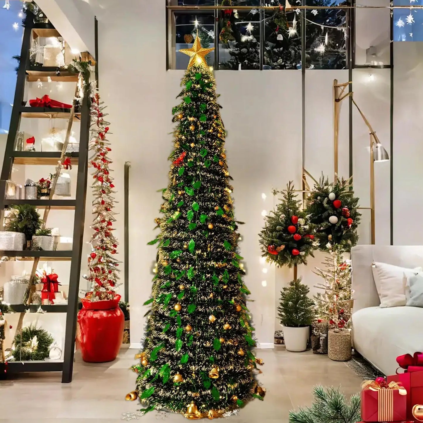 Christmas Tree 5 Ft Festival Ornament Faux Foldable Christmas Tree Chr - Main View