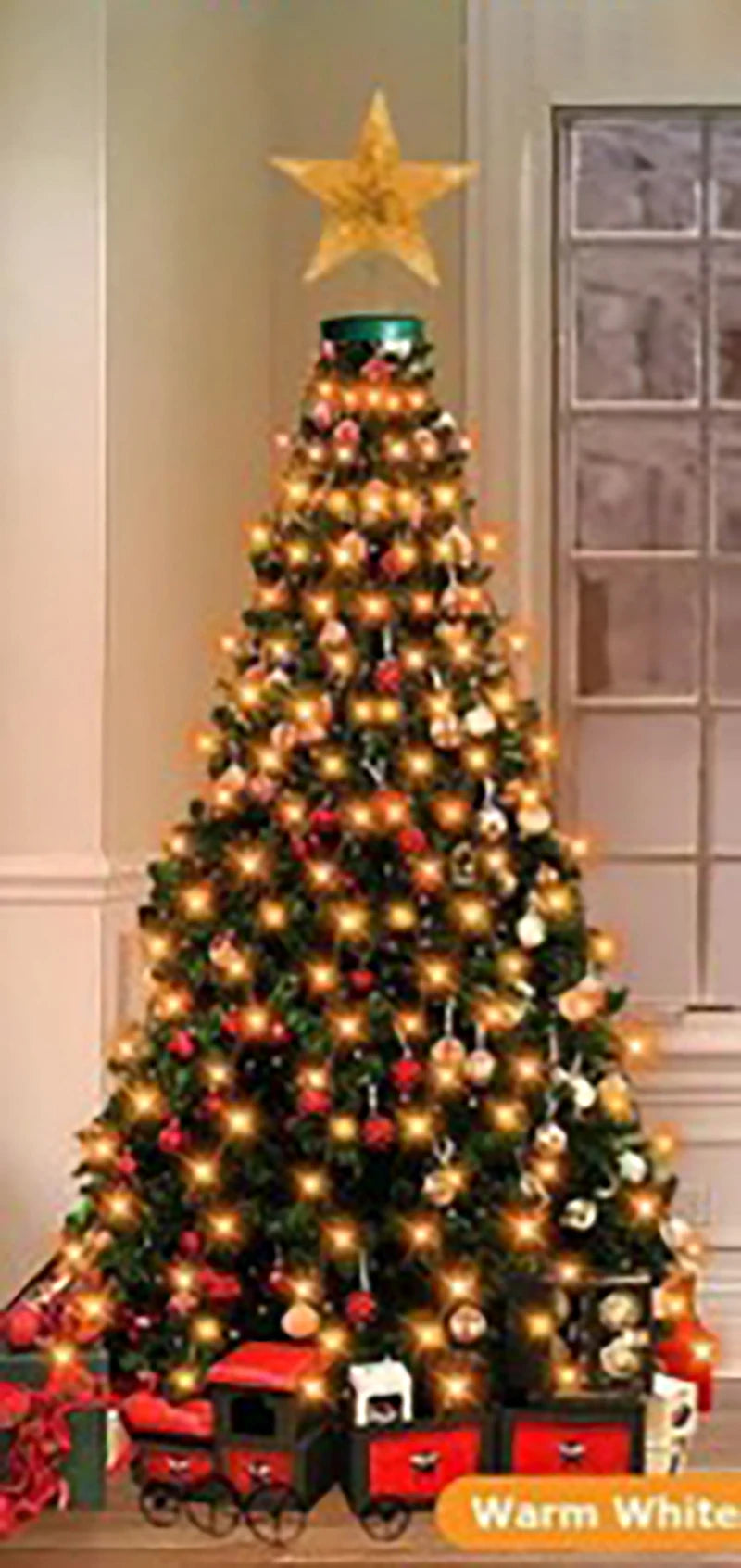 Christmas LED Light String Ring Christmas Tree Star Top Decorative Lig - Color Variant