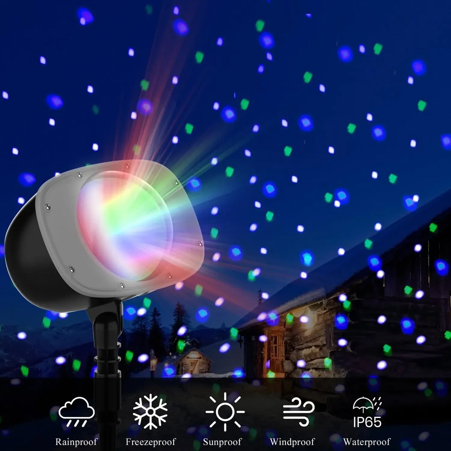 Christmas Snowfall Projection Lights Indoor Outdoor Holiday Lights Wit - Close-up View