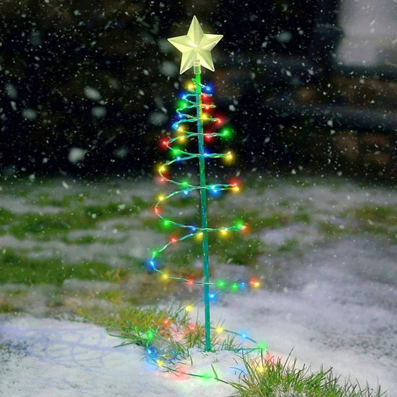 Outdoor Waterproof Solar Led Christmas Tree Decoration Solar Powered String Ligh - Back View