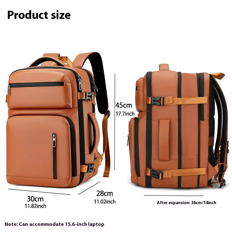 Commuting laptop backpack, expandable, premium orange, waterproof casual backpack, 15.6 inches, large capacity travel back...