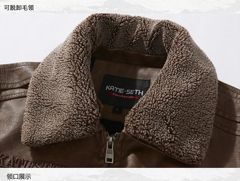 2025 Fur One Leather Coat Men Plus Velvet Autumn And Winter New Thicke - Color Variant 3