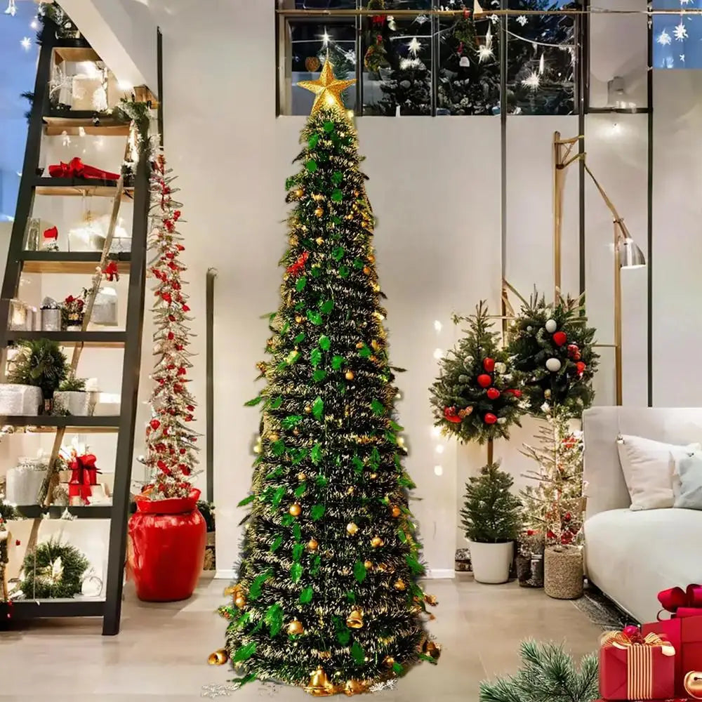 Christmas Tree 5 Ft Festival Ornament Faux Foldable Christmas Tree Chr - Interior View