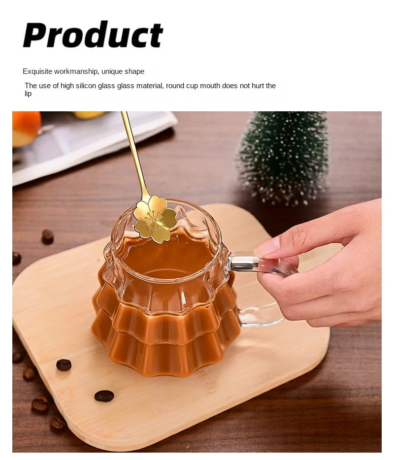Christmas Tree Glass Coffee Mug with Straw and Lid Heat Resistant Wish - Interior View