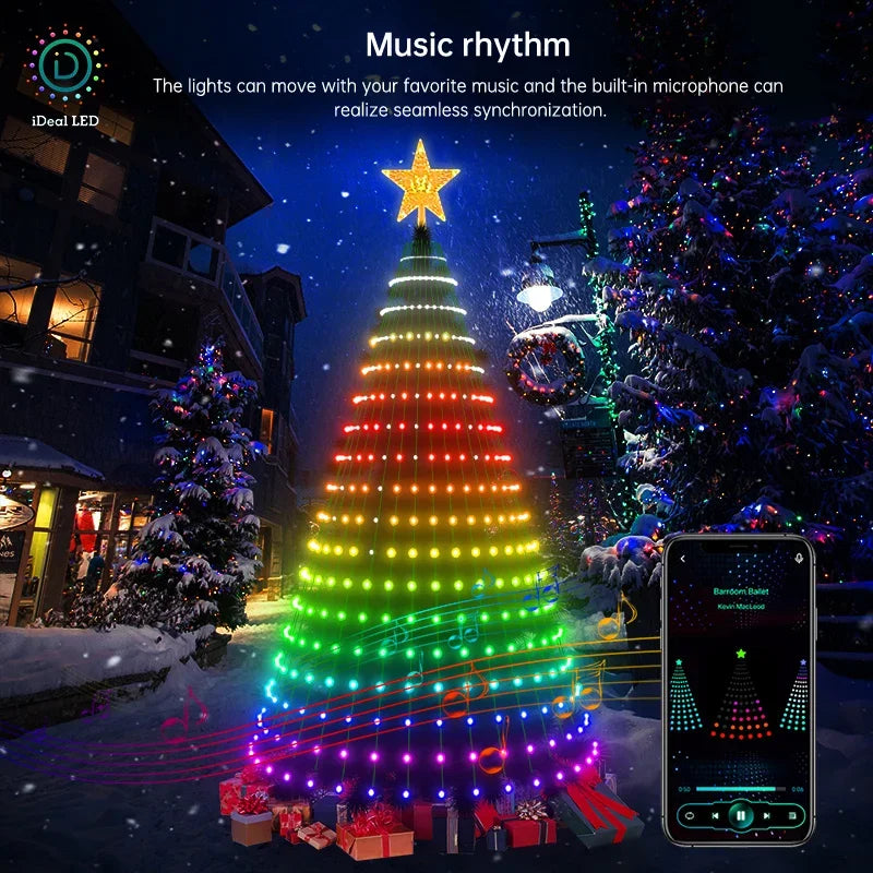 Smart Christmas Tree Lights App DIY Text Pictures Music Rhythm LED RGB String Li - View 4