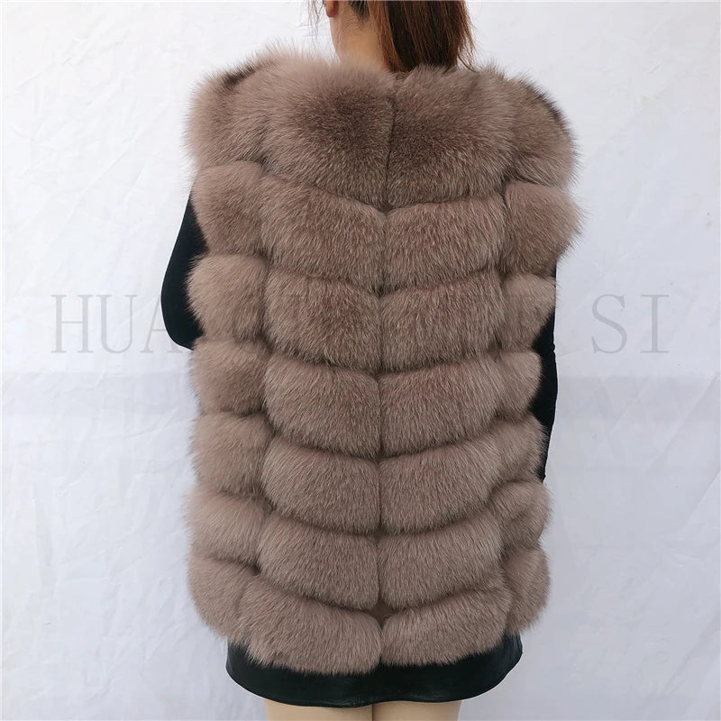 Natural fox fur vest ladies winter autumn coat warm vest made of natural fur wom - View 44