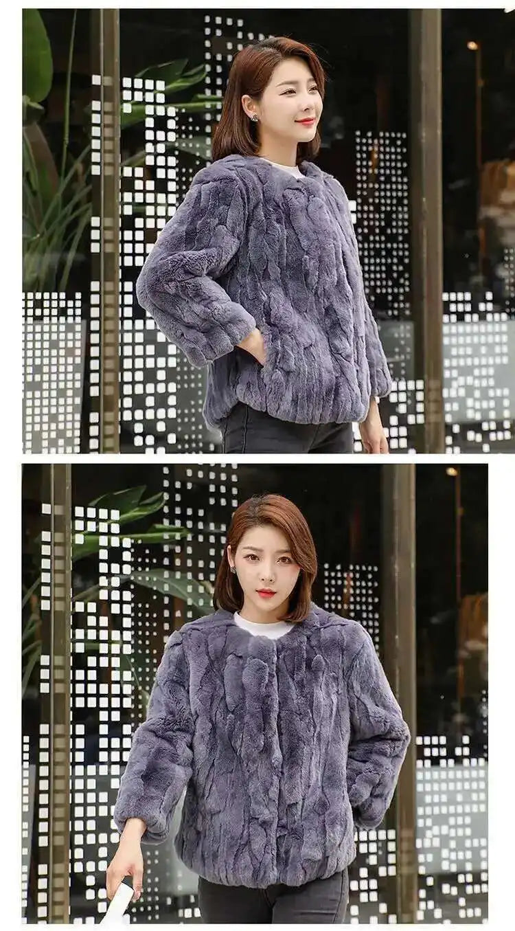 Real Rabbit Fur Coat Women Winter Jacket Short Loose Size Thick Warm Fluffy Coat - View 14