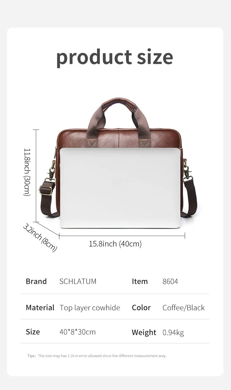 SCHLATUM Genuine Leather Briefcases Hard For Men 15.6 Inch Office Bussiness Comp - View 9