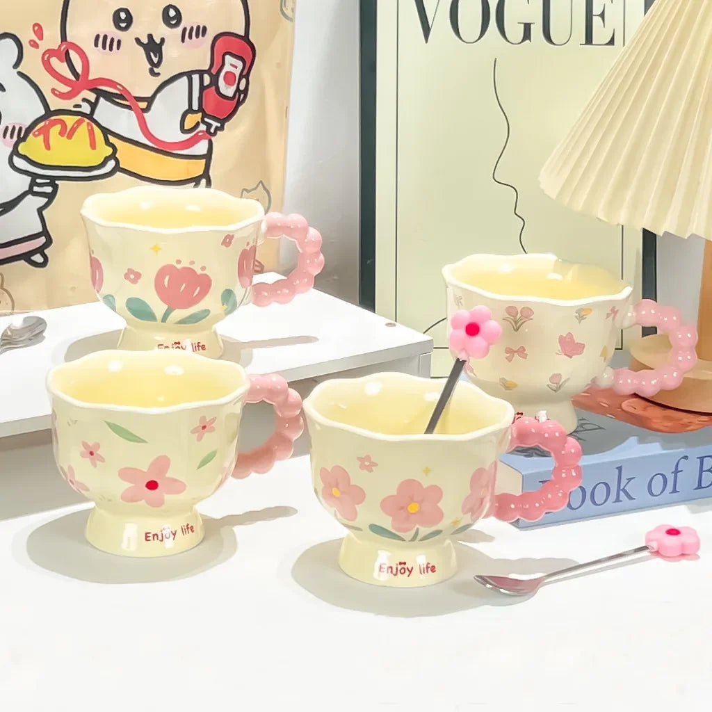 Girls Birthday Gift Souvenir Coffee Mug Household Ceramic Cup High Value Cup Mug - Side View