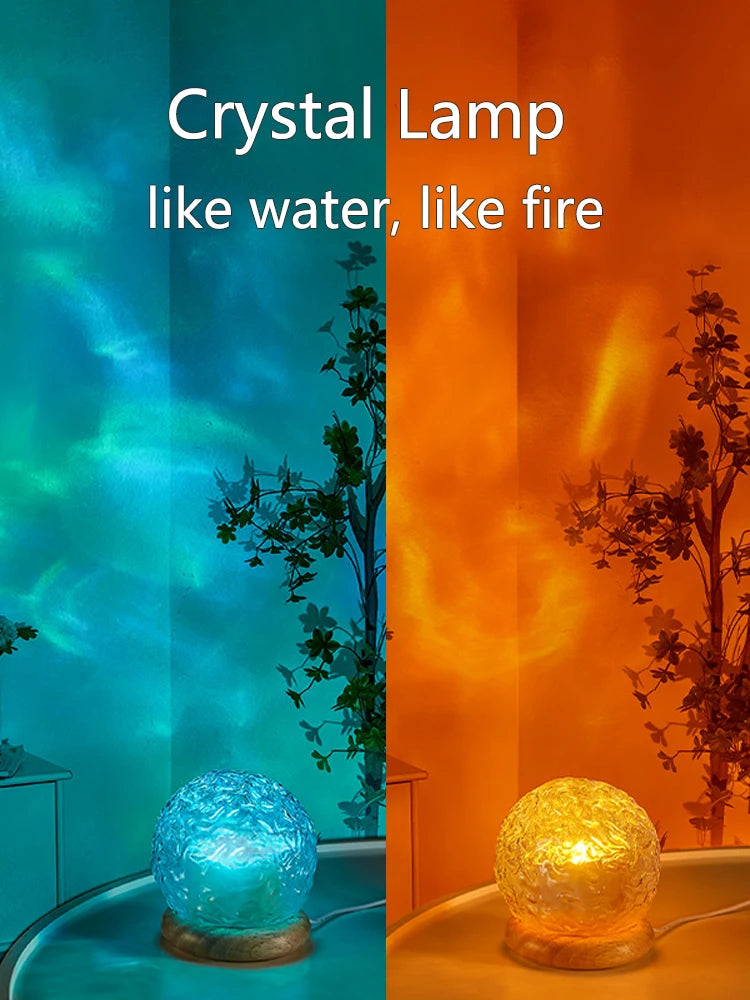 2025 New Water Ripple Projector Night Light Crystal Mood Lamp Home Bed - Back View
