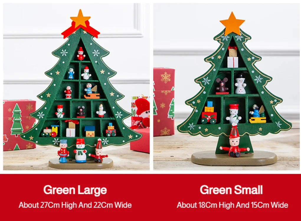 Christmas decorations small mini wooden Christmas tree DIY three-dimen - Texture Detail