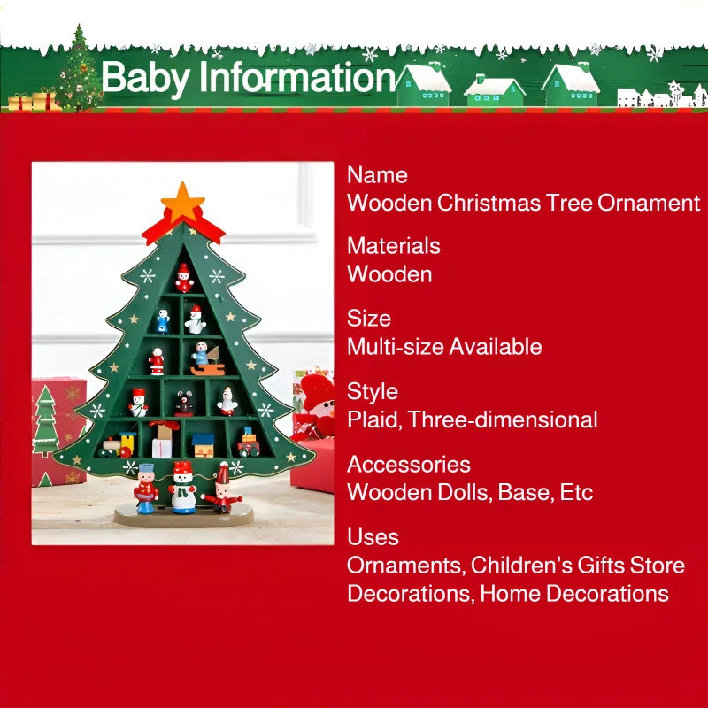 Christmas decorations small mini wooden Christmas tree DIY three-dimen - Close-up View
