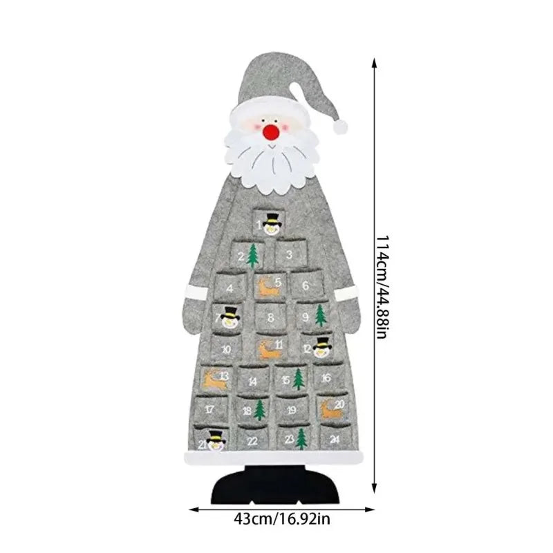 Christmas Felt Tree Advent Calendar Countdown Wall Hanging Festive Dec - Full View