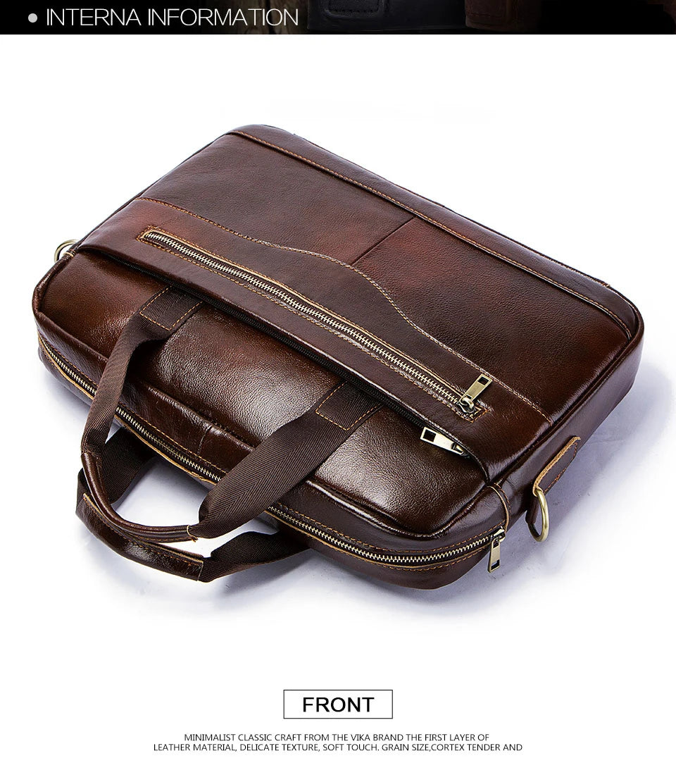 Genuine Leahther Men Briefcase Portable Office Handbag for L...