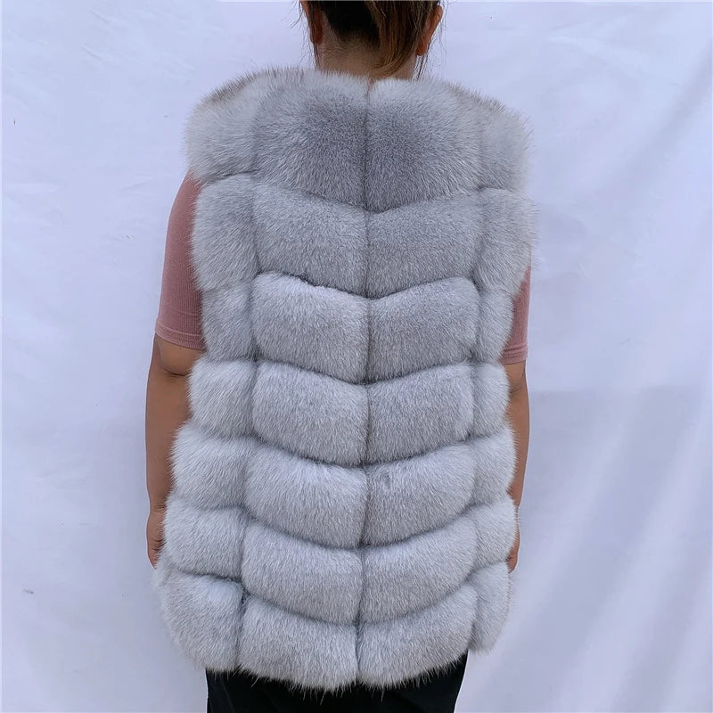 Natural fox fur vest ladies winter autumn coat warm vest made of natural fur wom - View 47