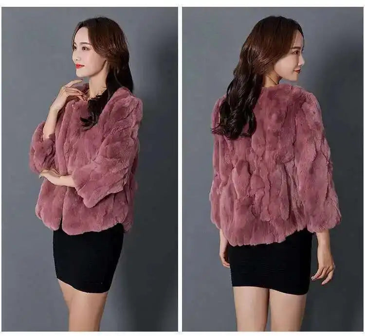 Real Rabbit Fur Coat Women Winter Jacket Short Loose Size Thick Warm Fluffy Coat - View 26