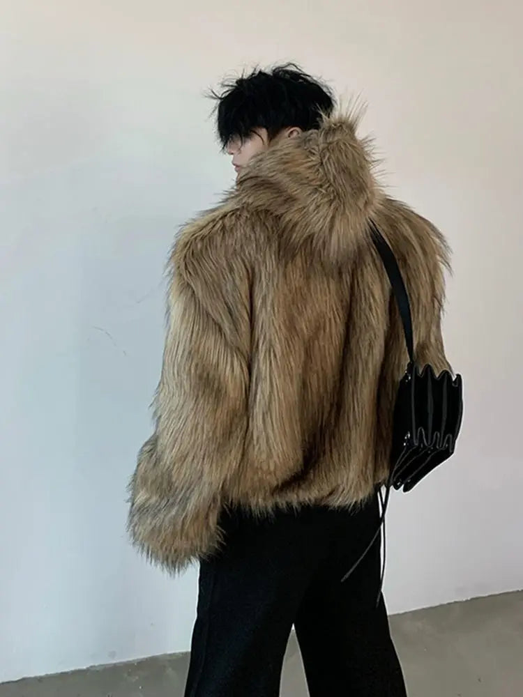 Men Faux Fur Jacket Coat Pu Leather 2025 Winter Thick Warm Outerwear Spliced Hoo - View 15