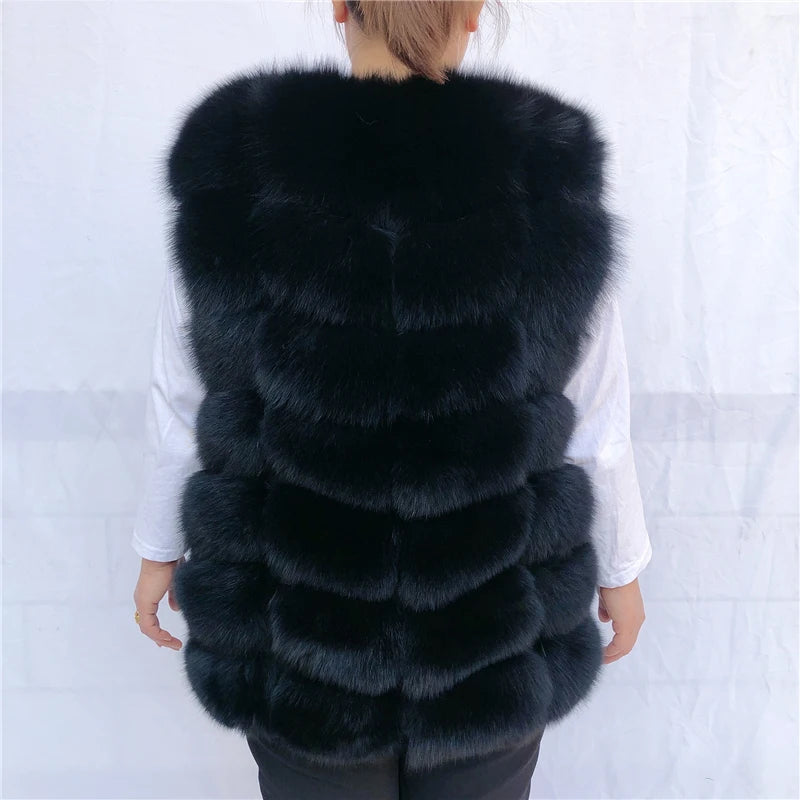 Natural fox fur vest ladies winter autumn coat warm vest made of natural fur wom - View 11