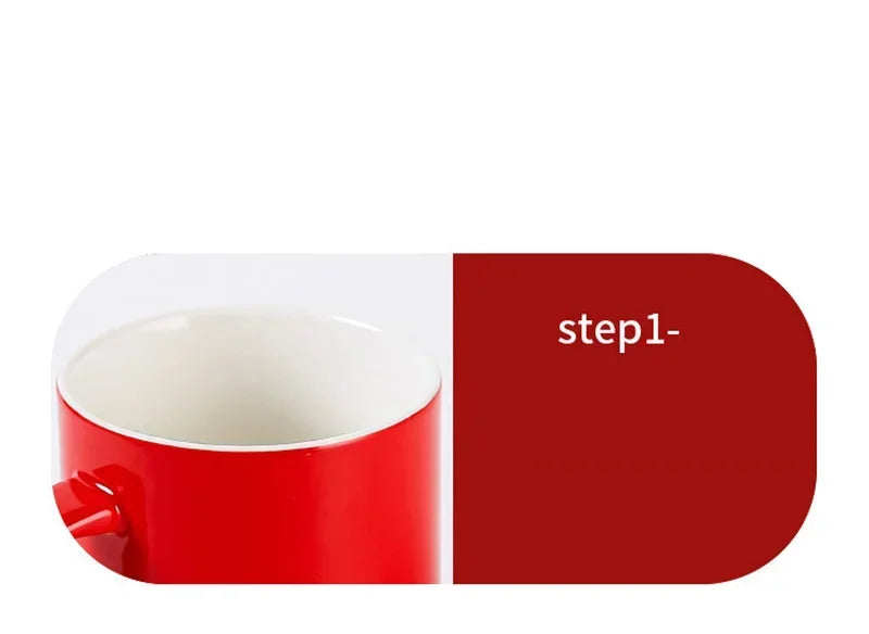 Christmas Mug With Lid and Spoon Santa Claus Ceramic Coffee Cup Elk Sn - Assembly Detail