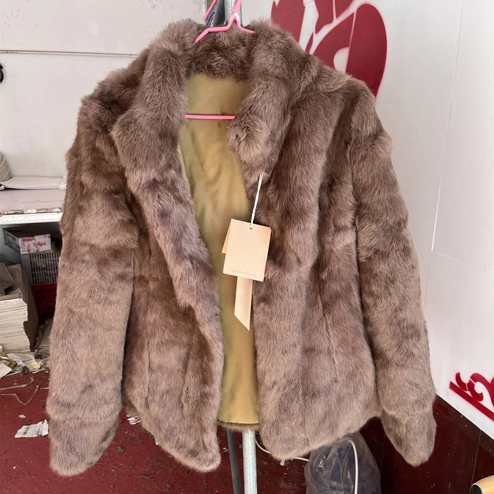Fancy Rani Natural Rabbit Fur Coat Women Winter Jacket Real Leather And Fur Wome - View 73