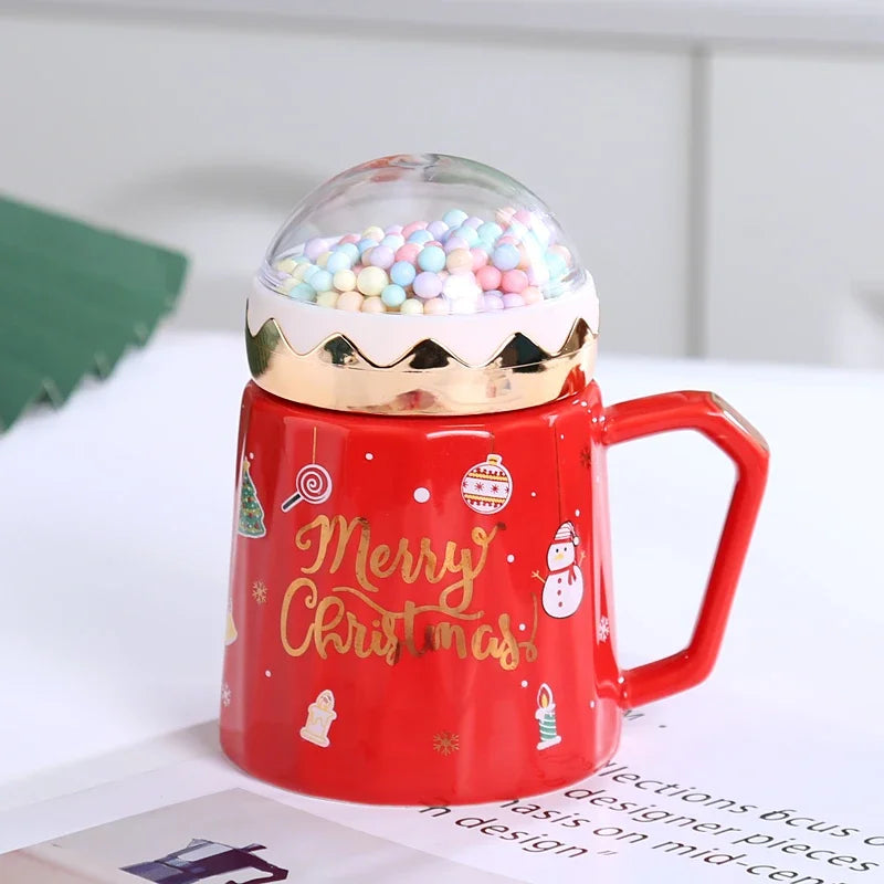 Christmas Mugs with lid and Santa Claus spoon Creative Planet Ceramic - Packaging View