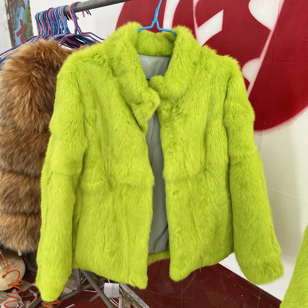 Fancy Rani Natural Rabbit Fur Coat Women Winter Jacket Real Leather And Fur Wome - View 68